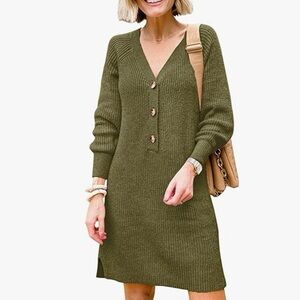 MIROL | Sweater Dress Olive Green